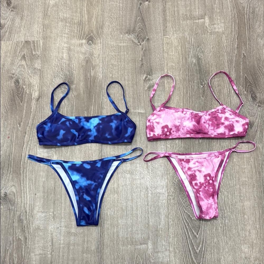 Tie-Dye Bikini Set in Blue and Pink Size Medium